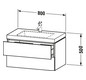 Duravit Waschtisch-Unterschrank c-bonded L-Cube 80 x 48 cm, ohne Hahnloch, amerikanischer nussbaum, 2 Schubkästen, wandhängend