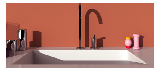 Ideal-Standard Küchen-2-Loch-Armatur Gusto quadratischer, hoher Auslauf, Ausladung 204mm, chrom