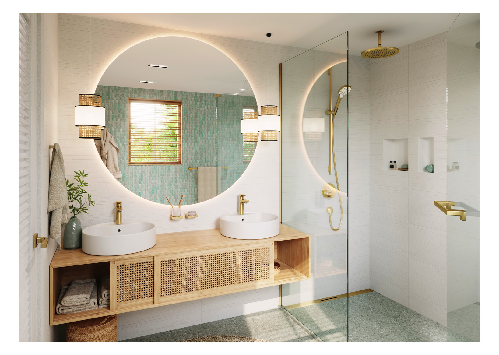 hansgrohe Zahnbecher AddStoris mit Glas, Wandmontage, Metall, polished gold optic