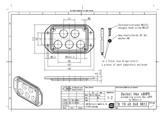 HART Deckel Han 48HPR 5 x M3 19400489812 