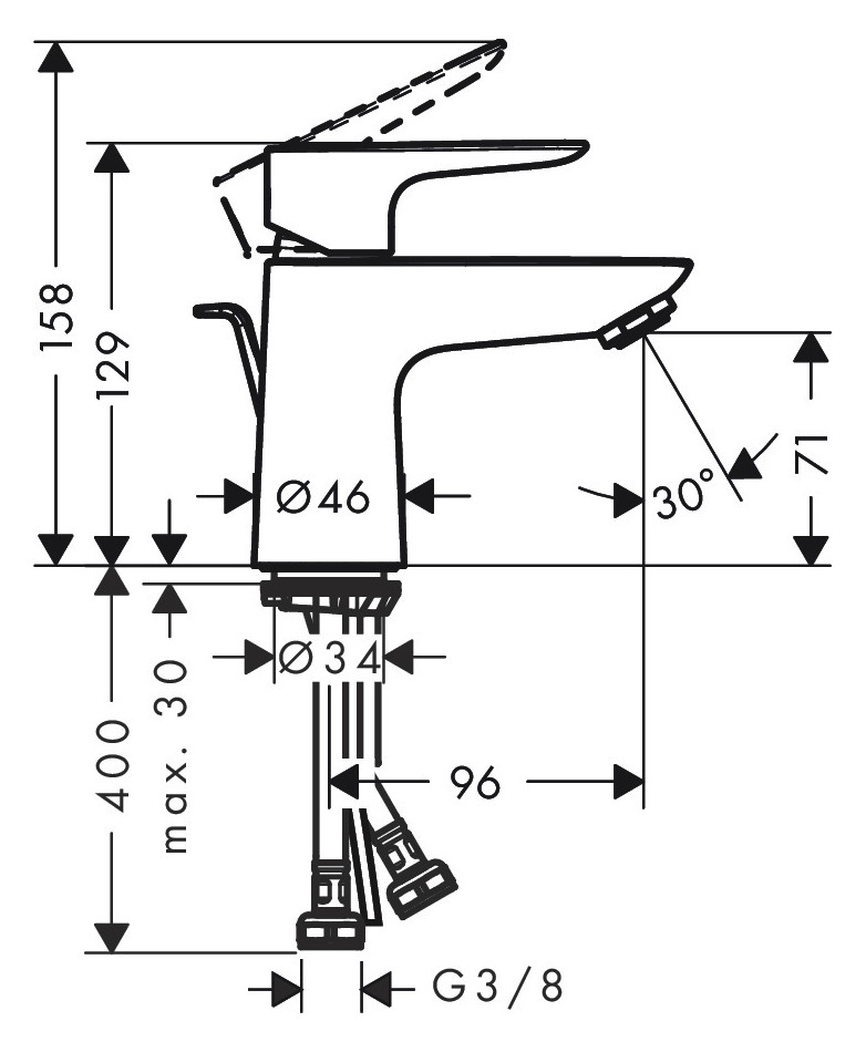 hansgrohe Waschtisch-Einhebelmischer 80 Talis E EcoSmart plus mit Zugstangen-Ablaufgarnitur, 3,5 l/min, chrom