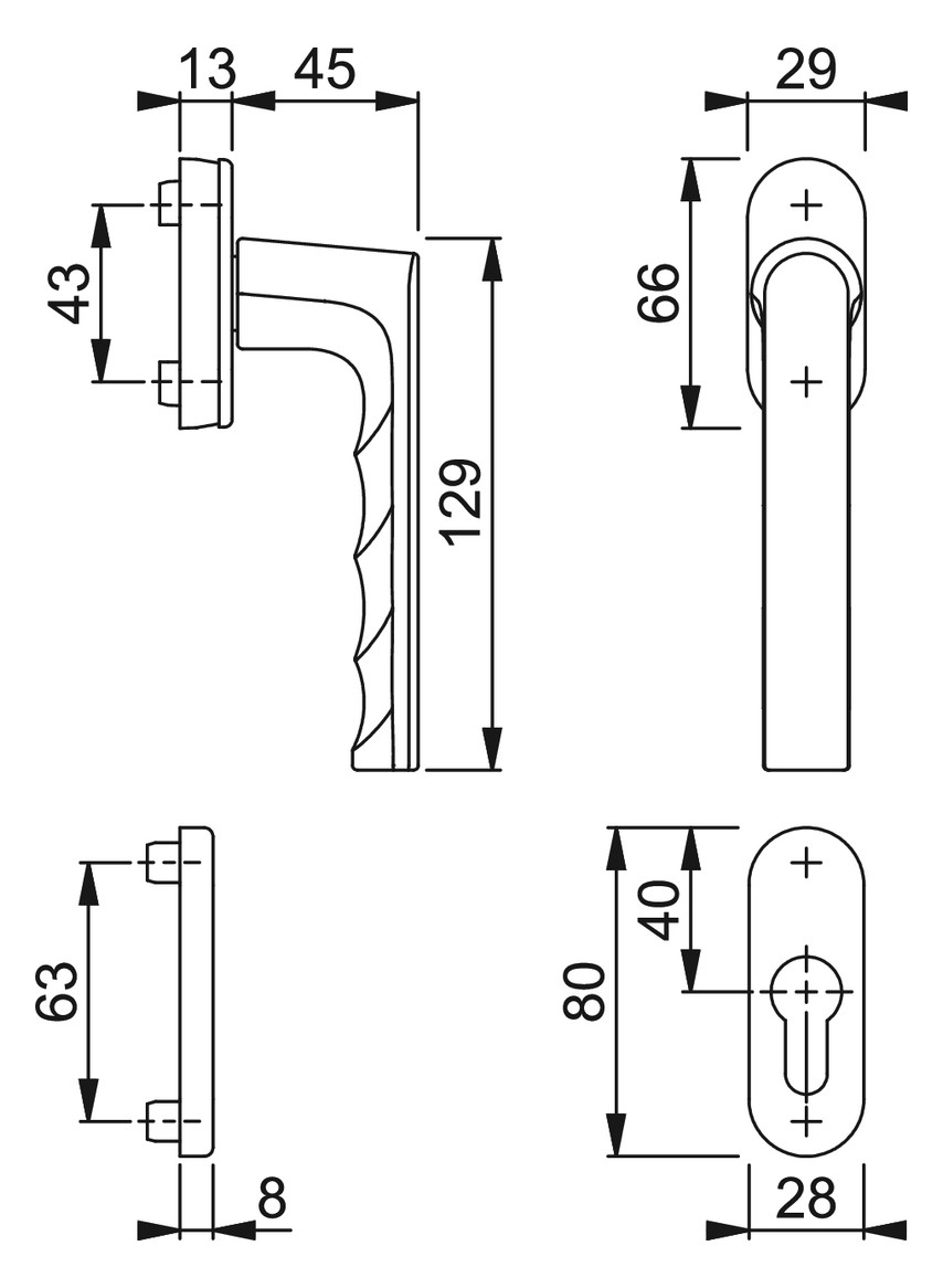 Bild Fenstertür- Halbgarnitur, Profilzylinder gelocht, Hamburg 0700/U26/49PNS, Nockendurchmesser 10, Aluminium bronzefarbig - HOPPE-1