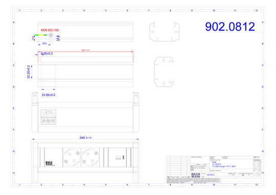 Bachmann DESK 2xCEE7/3 1xUSB C  902.0812 