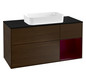 V&B Waschtisch-Unterschrank Finion 120cm, Abdeckplatte black matt, Regal rechts Peony, Walnut veneer