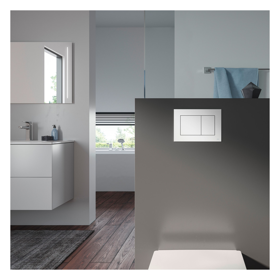 TECE WC-Betätigungsplatte TECEnow weiß antibakteriell, für Zweimengentechnik