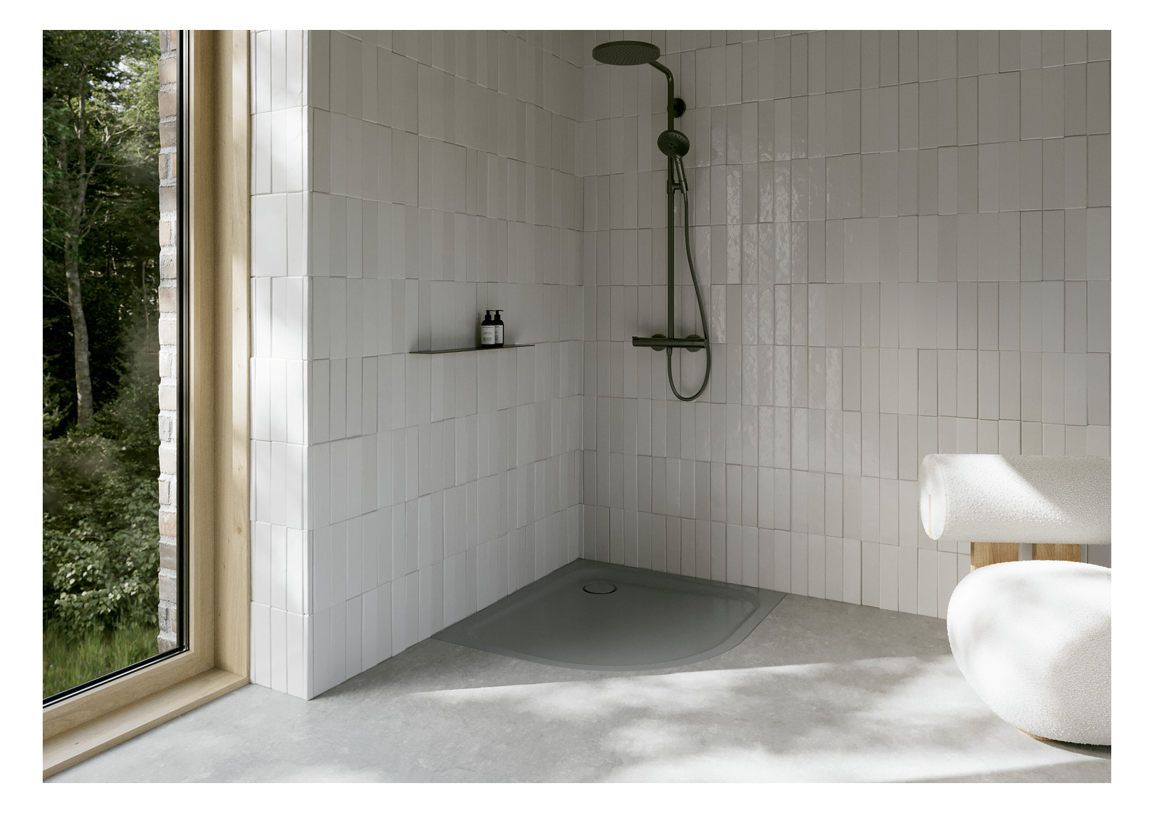 Duschwanne BetteCorner 5401 80x90x3,5cm, Glasur, quartz