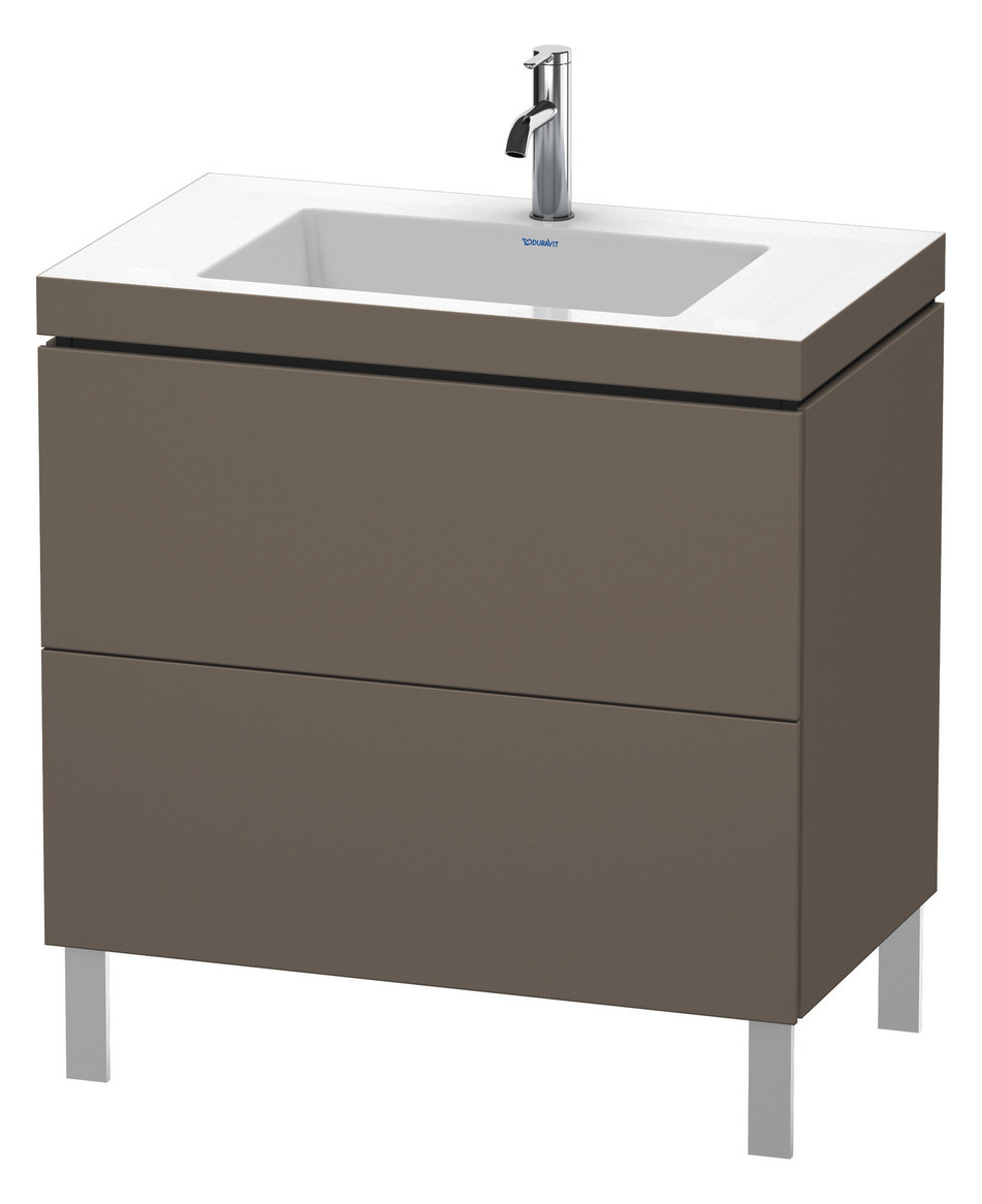Duravit Waschtisch-Unterschrank c-bonded L-Cube 80 x 48 cm, 1 Hahnloch, flannel grey seidenmatt, 2 Auszüge, stehend