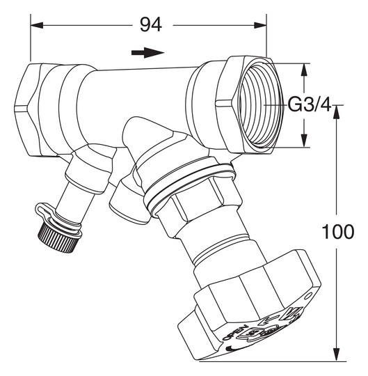 TA Absperrventil STS DN 20, kvs 6,8, PN 25, ohne Entleeradapter