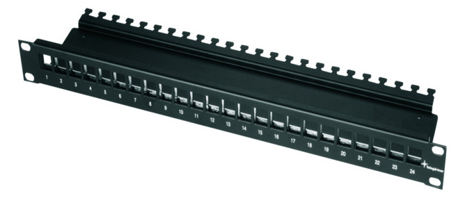 Patchpanel 24Ports 1HE Schirm 44x482,6x115mm 19Zoll-Einbau