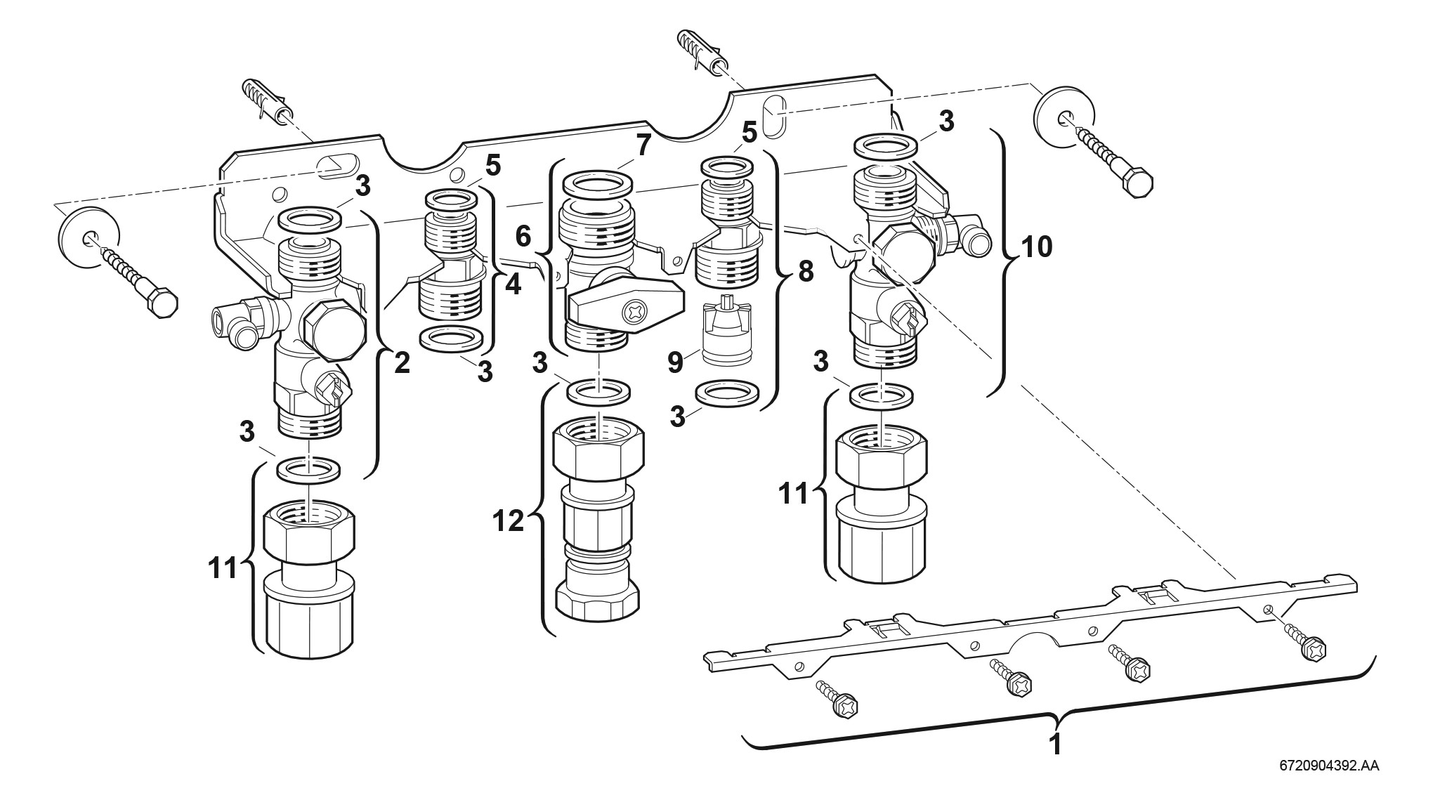 BOSCH Montageanschlussplatte Nr. 993 AP, für Erd- und Flüssiggas, für Speicheranschluss