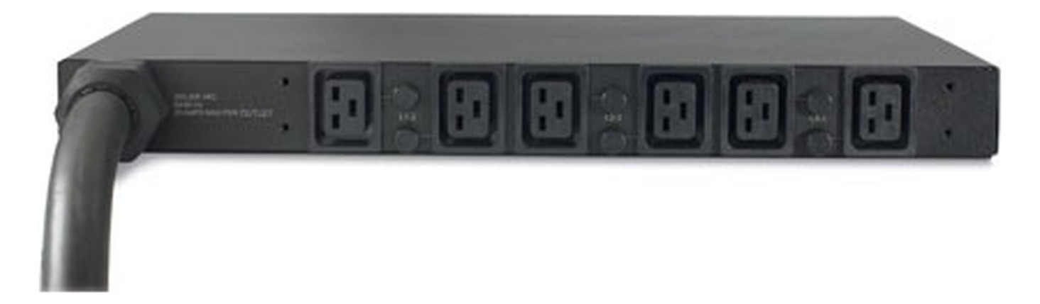 Rack-Stromverteilung 1HE 6Steckd 6xC19 400V Mit Sicherung Schaltbar