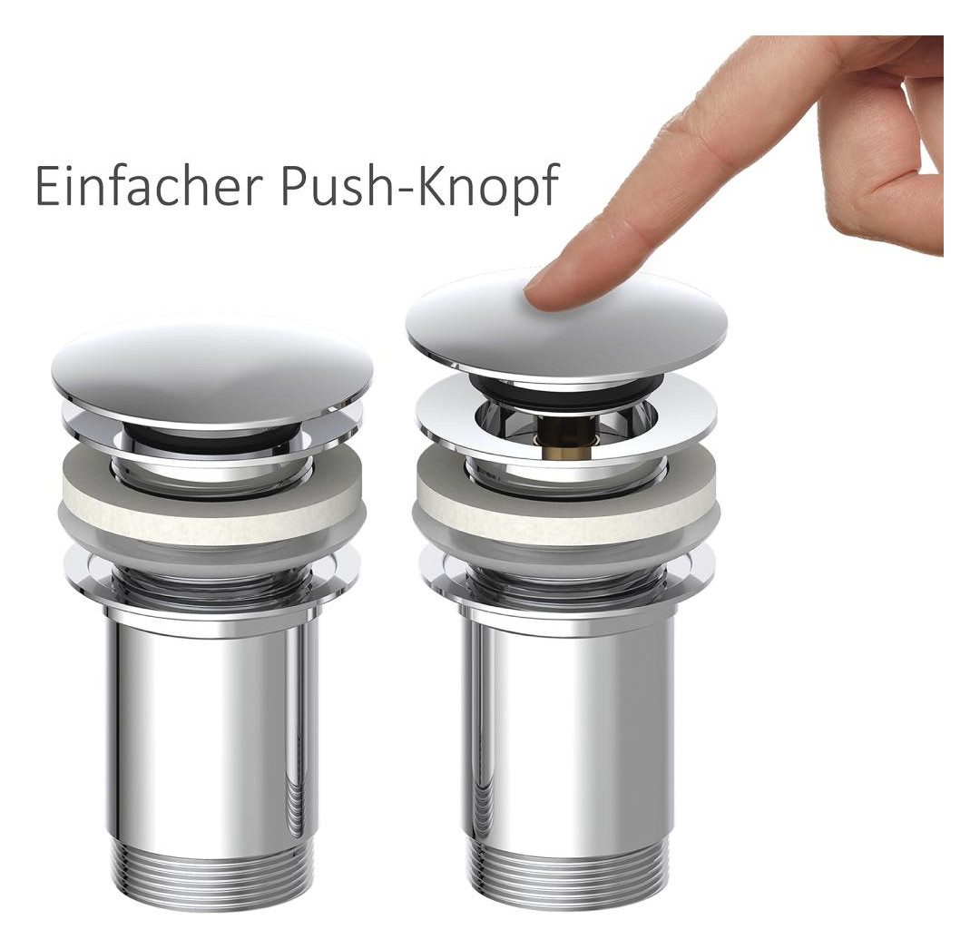 Bild Druckknopf-Ablaufventil mit Überlauf, Ch rom, 1 1/4"" - KIRCHHOFF-3