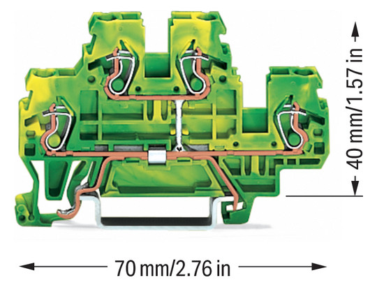 Schutzleiter-Reihenklemme Serie 870 0,08-2,5qmm gn/ge 2Etagen APL_erf.
