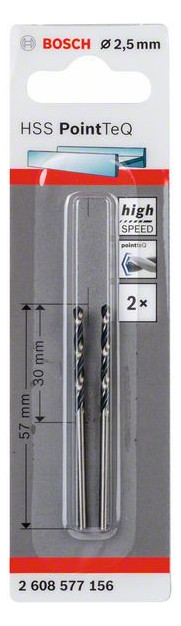Metallbohrer Ø2,5mm zyl.Steckachse Edst f.Edelstahl f.Stahl