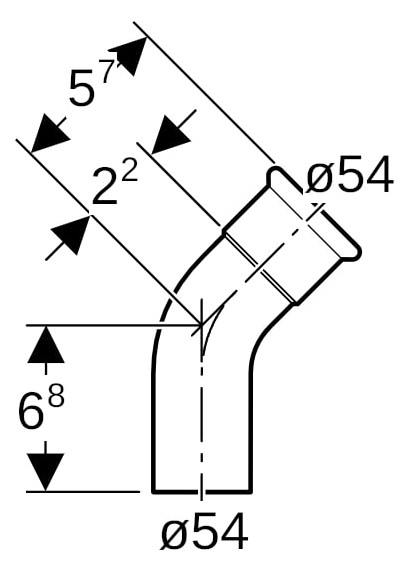 Geberit Gas-Bogen Mapress Ø 54 mm, 45Grad, mit Einschubende, Kupfer Geberit Gas-Bogen Mapress Ø 54 mm, 45Grad, mit Einschubende, Kupfer