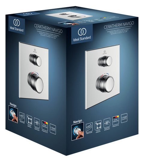 Ideal-Standard Fertigmontageset CeraTherm Navigo für UP-Brausethermostat, eckig, Chrom