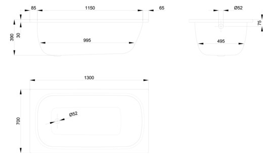 Badewanne LaBette 1300 130x70x39cm, calypso