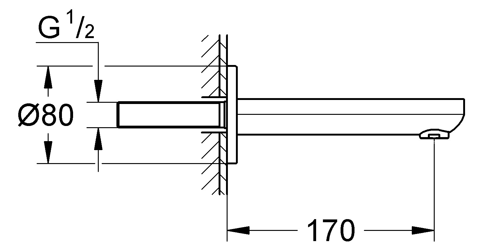 GROHE Wanneneinlauf Eurosmart Cosmopolitan Ausladung 17cm, Wandmontage, chrom