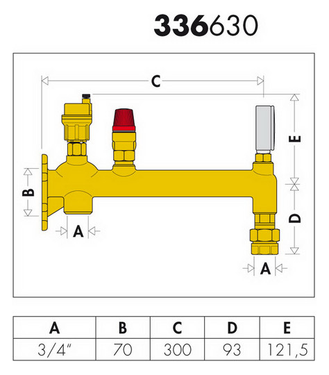Caleffi Gefäßanschlussgruppe 3/4"x3 bar, Messing, mit Schnellkupplung bis 20 kW