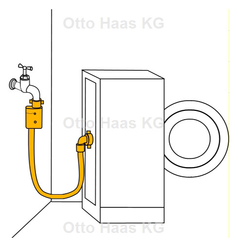 HAAS Zulaufschlauch Watersafe 3000 mm, Kunststoff, grau, für Wasch/Spülmaschine