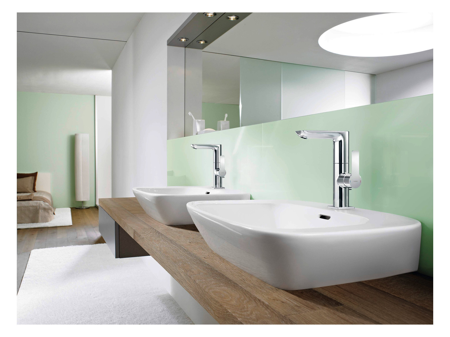 HANSA Waschtisch-Einhebelmischer HANSALIGNA Hebel seitlich, mit Ablaufgarnitur, Ausladung 116mm, chrom