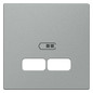Zentralplatte USB 2f alu-si Klemmbef m.Aufdr aluminium-silber
