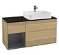 V&B Waschtisch-Unterschrank Finion 120cm, Abdeckplatte black matt, Regal links Anthracite matt, Oak Veneer