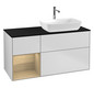 V&B Waschtisch-Unterschrank Finion 120cm, Abdeckplatte black matt, Regal Oak Veneer, White matt lacquer