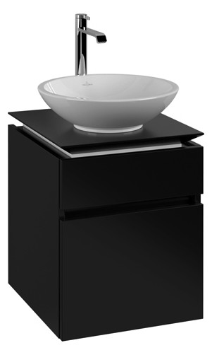 V&B Waschtischunterschrank Legato 45x55x50cm, Waschtisch mittig, Black Matt Lacquer