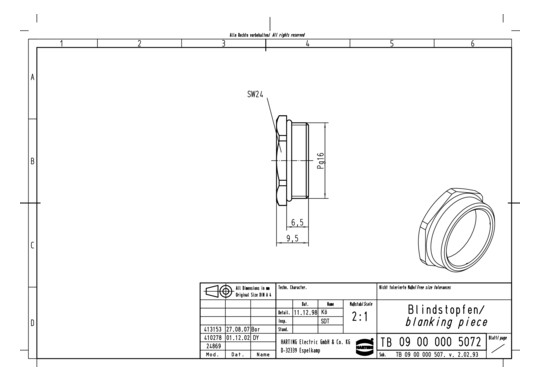 HART Blindstopfen Pg16       09000005072 