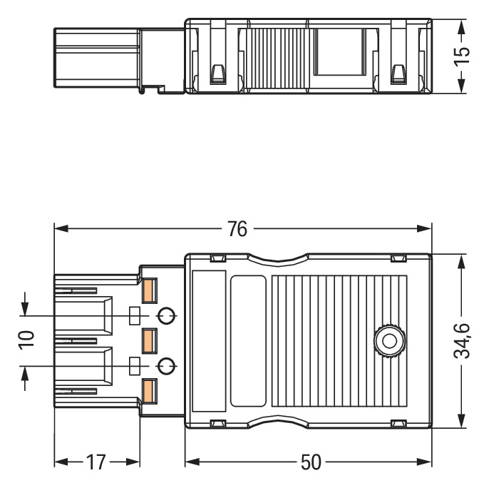 Steckverbinder Gebäude 3p Serie 770 20A Federzug 250V Ø13mm hfr L N PE