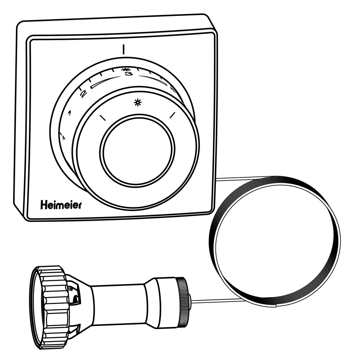 Heimeier Thermostat-Kopf F 2 m Kapillarrohr, Ferneinsteller mit eingebautem Fühler, weiß