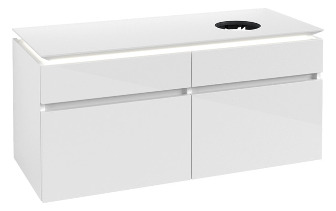 V&B Waschtischunterschrank Legato 120x55x50cm, Waschtisch rechts, mit LED-Beleuchtung, Glossy White V&B Waschtischunterschrank Legato 120x55x50cm, Waschtisch rechts, mit LED-Beleuchtung, Glossy White