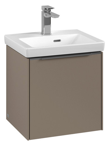 V&B Waschtisch-Unterschrank Subway 3.0 42,3x42,9x37,8cm, Schanier rechts/Griff Aluminium glänzend, taupe