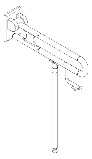 Normbau Stützklappgriff Nylon Care 800mm, 600 mm, Bodenstütze, Papierrollenhalter, verkehrsgrau