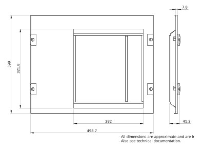 Schrank-Frontplatte 8HE B500xH400mm ST pulverbesch