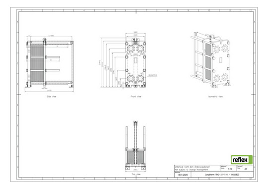 Reflex Wärmetauscher Longtherm RHG-21-110 Plattenzahl 110, geschraubt, Edelstahl