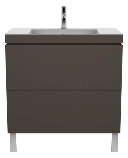 Duravit Waschtisch-Unterschrank c-bonded L-Cube 80 x 48 cm, 1 Hahnloch, flannel grey seidenmatt, 2 Auszüge, stehend
