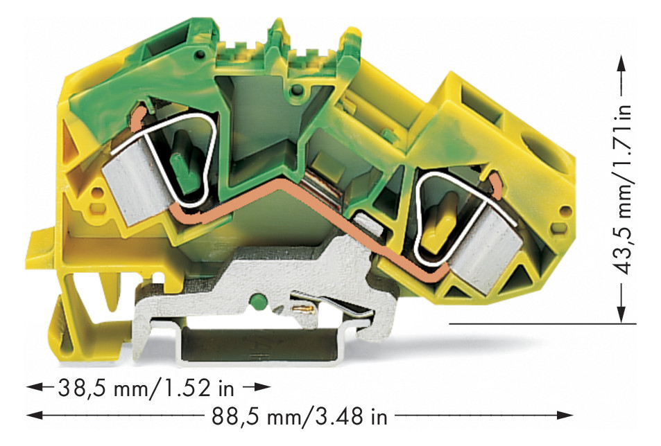 Schutzleiter-Reihenklemme Serie 783 0,2-16qmm gn/ge 1Etage APL_erf.