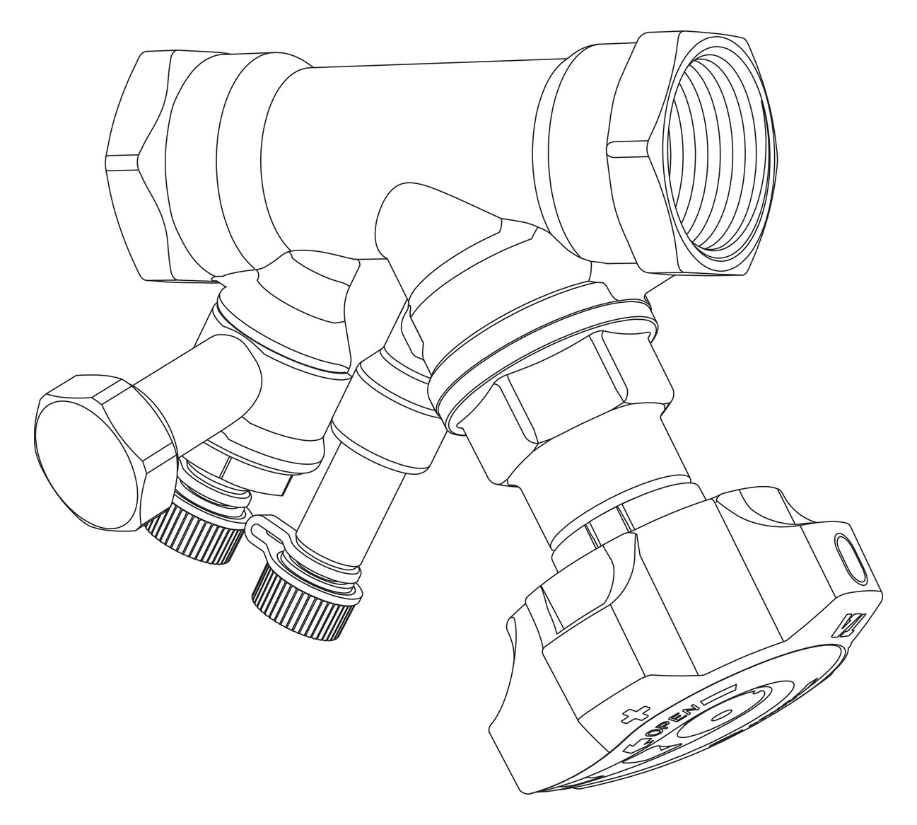 TA Einregulierungsventil STAD R DN 20, PN 25, Innengewinde, mit Entleeradapter