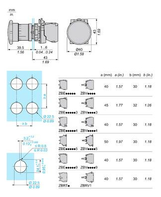 Not-Aus Taster EB IP66 Dreh 1S 1Ö Einb Ø22,5mm Schraub