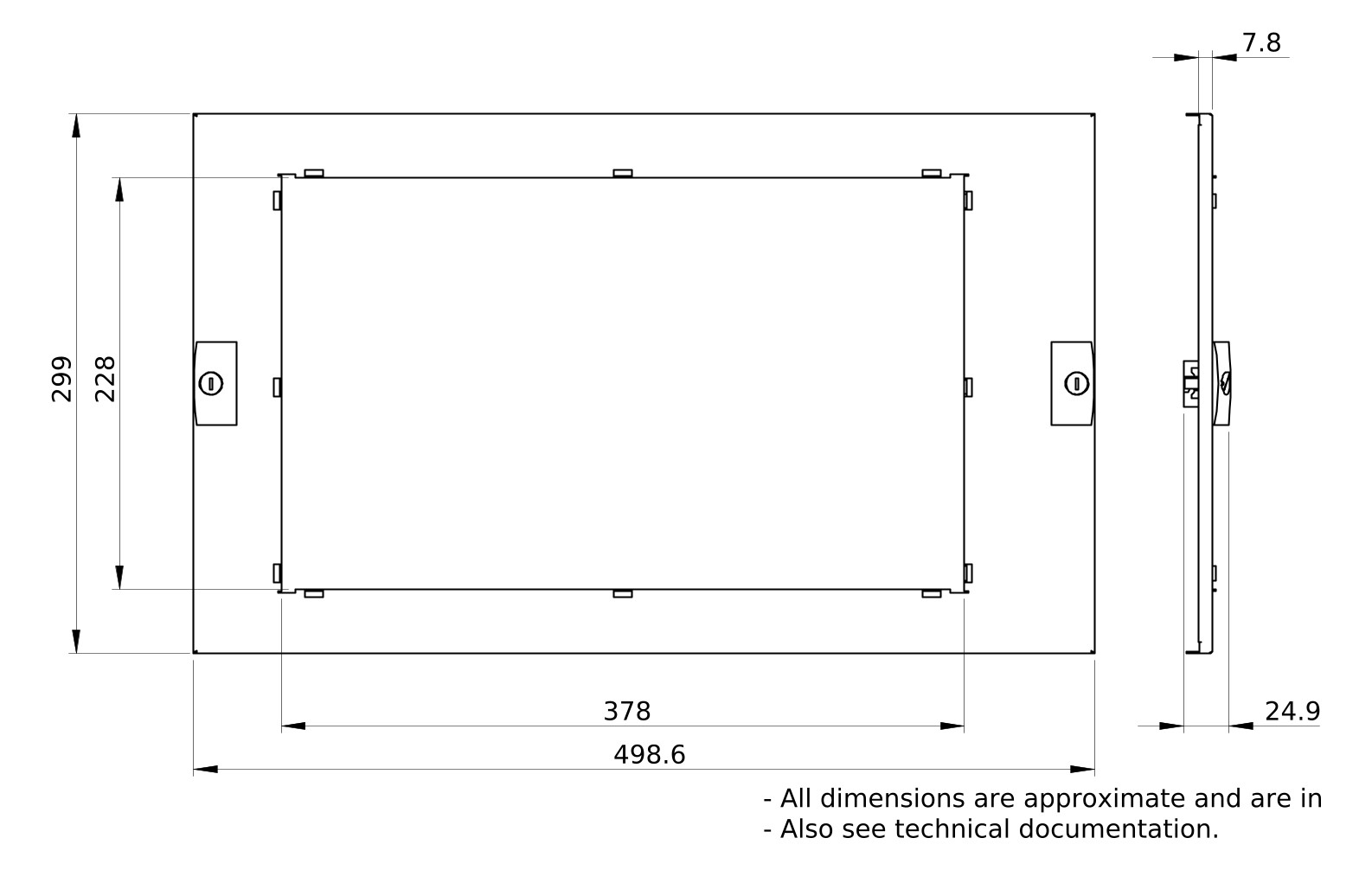 Schrank-Frontplatte 6HE B500xH300mm ST pulverbesch