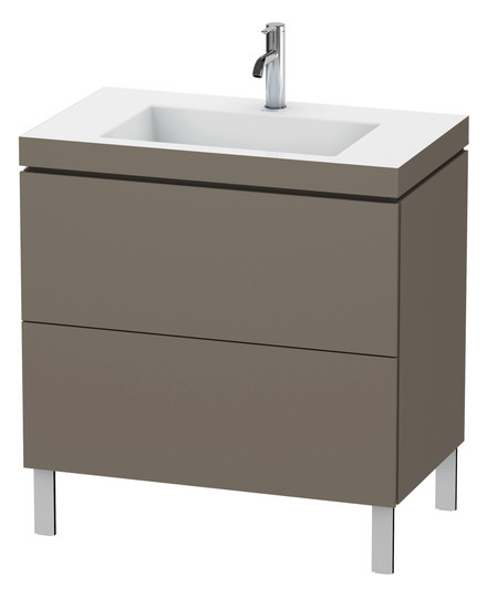 Duravit Waschtisch-Unterschrank c-bonded L-Cube 80 x 48 cm, 1 Hahnloch, flannel grey seidenmatt, 2 Auszüge, stehend
