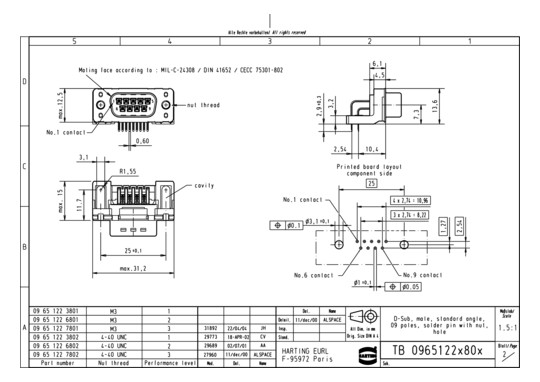 HART DSUB SV MA SSDP ANG73-  09651226801 