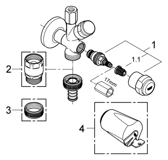 GROHE WAS-Kombi-Eckventil 1/2", chrom