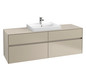 V&B Waschtischunterschrank Collaro 160x54,8x50cm, Waschtisch mittig, LED-Beleuchtung 12W, soft grey