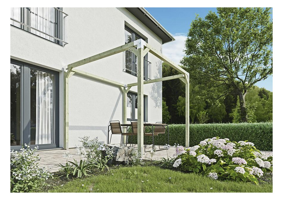 Bild QUATTRO-Pergola 4 P. 9x9cm, DIY-Bausatz & Metall-Steckverbinder 2,7x2,7x2,4m o.S - n.a.-2