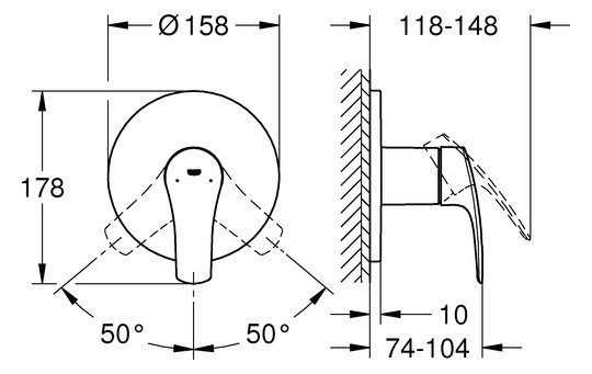 GROHE Fertigmontageset Eurosmart UP-Einhebel-Brausemischer, chrom