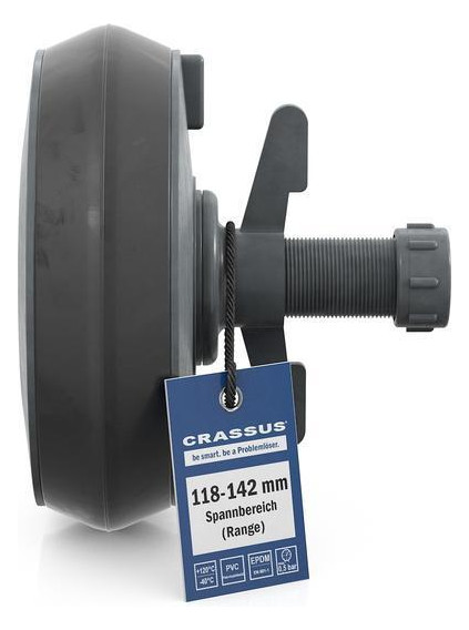 Crassus Schnellverschlussstopfen CSV 125, 118-142 mm, Länge 100 mm, EPDM/PVC