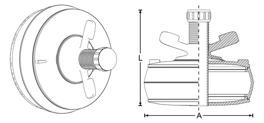 Crassus Schnellverschlussstopfen CSV 125, 118-142 mm, Länge 100 mm, EPDM/PVC